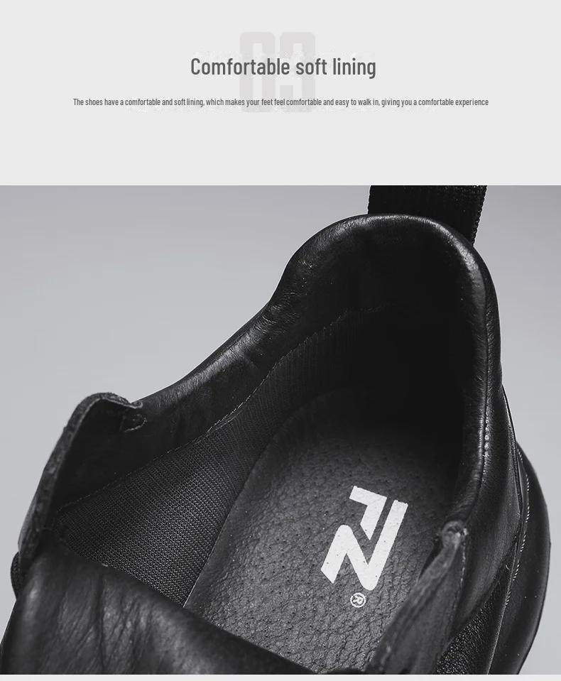 Men's Genuine Microfiber Casual Leather Shoes - Non-Slip, Trendy, and Ideal for Autumn/Winter.