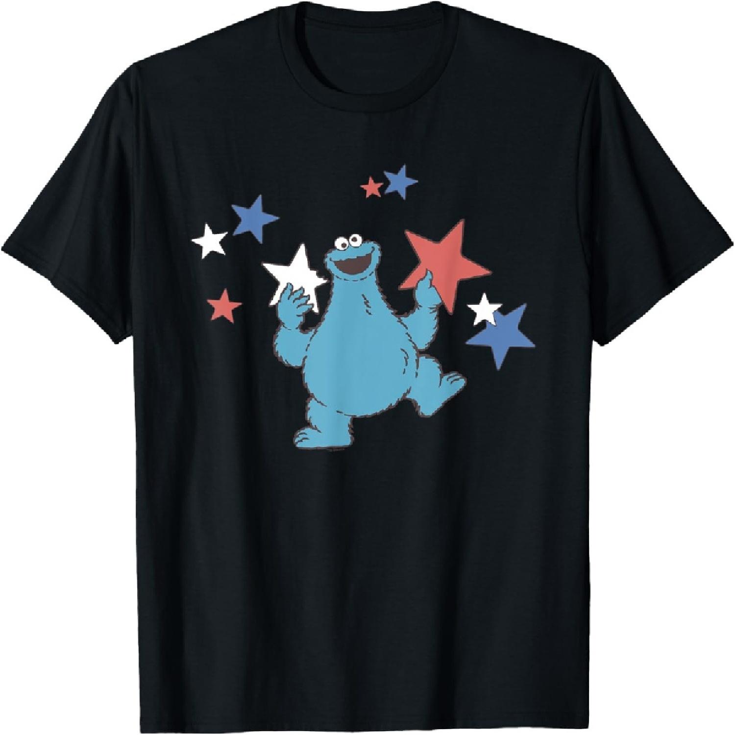 Sesame Street Cookie Monster 4th of July Stars T-Shirt S