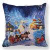 Šťastný Nový Rok 2023 Vánoční ozdoba Santa Elk Sofa Dekorativní povlak na polštář 45x45cm