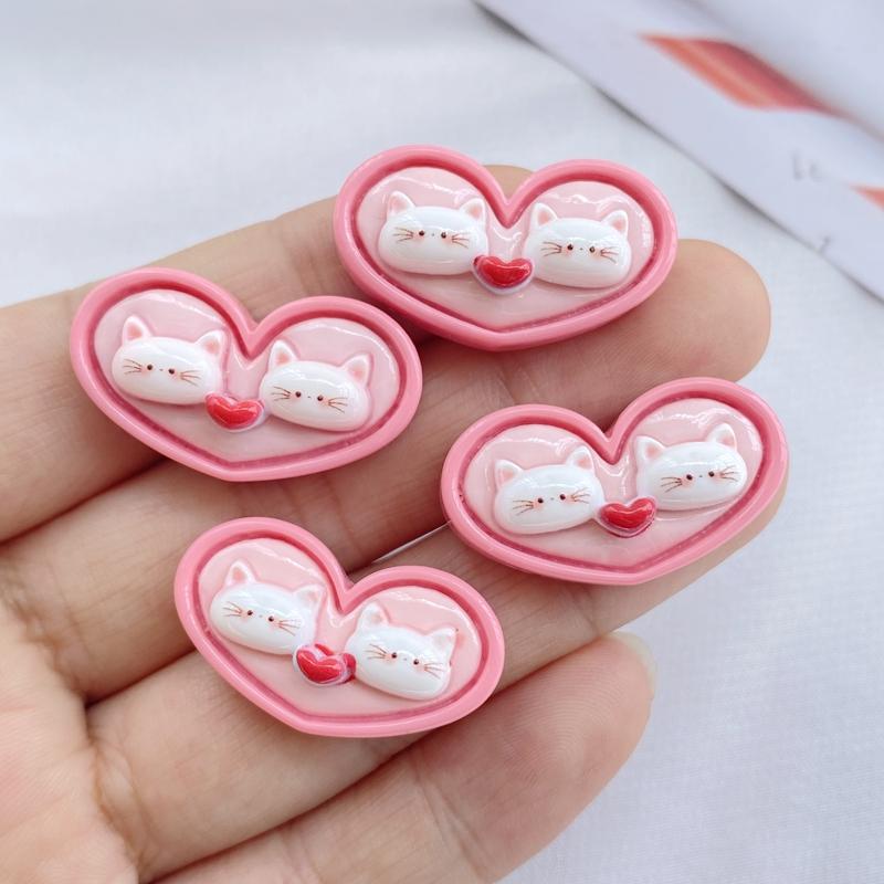 10 Pcs New Cute Cartoon Little Girl, Cat Series Flat Back Resin Scrapbooking DIY Jewelry Hairpin Craft Decoration Accessorie