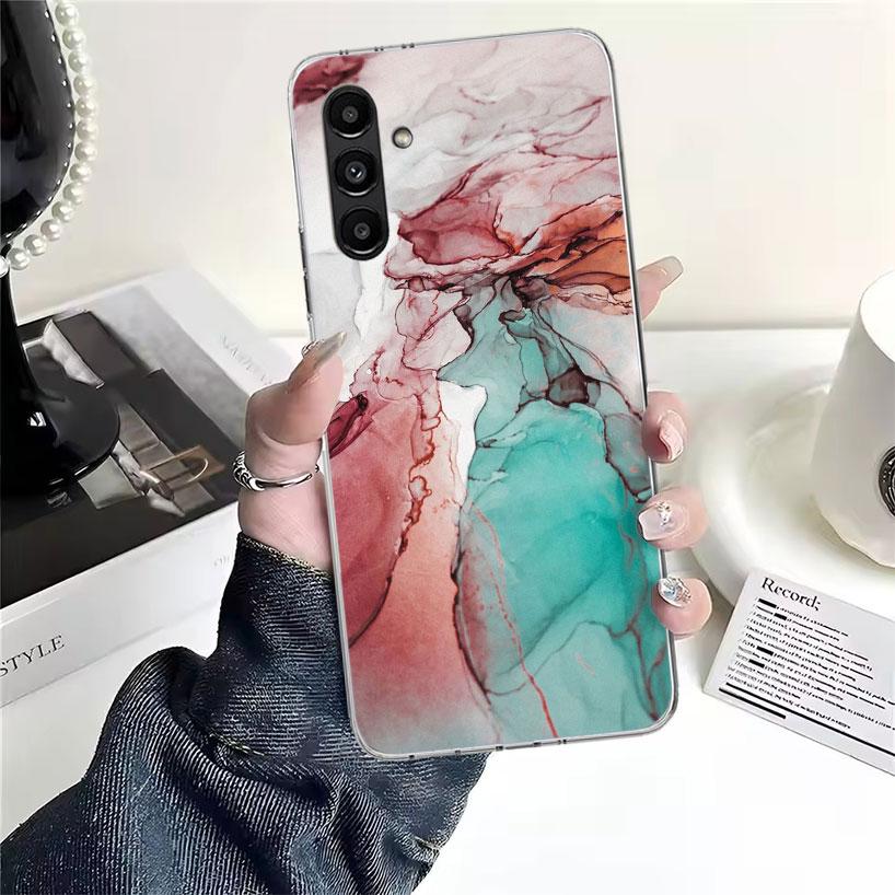 Fashion Geometric Marble Phone Case For Samsung Galaxy A13 A14 A15 A16 A17 A53 A54 A55 A56 A57 A33 A34 A35 A36 A37 A23 A24 A25 A
