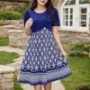 ZANZEA Women Casual Round Neck Short Sleeve Print Dress