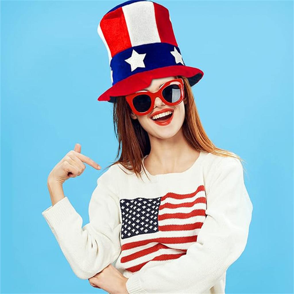 American 4 of July Top Hat July Red Blue Hats Photo Prop for Adult Kids Independent Day