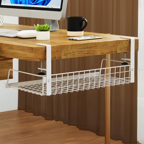 Storage Rack Under-Desk Cable Management Tray Large Capacity Hollow Design Easy To Install Adjustable Cable Management Rack