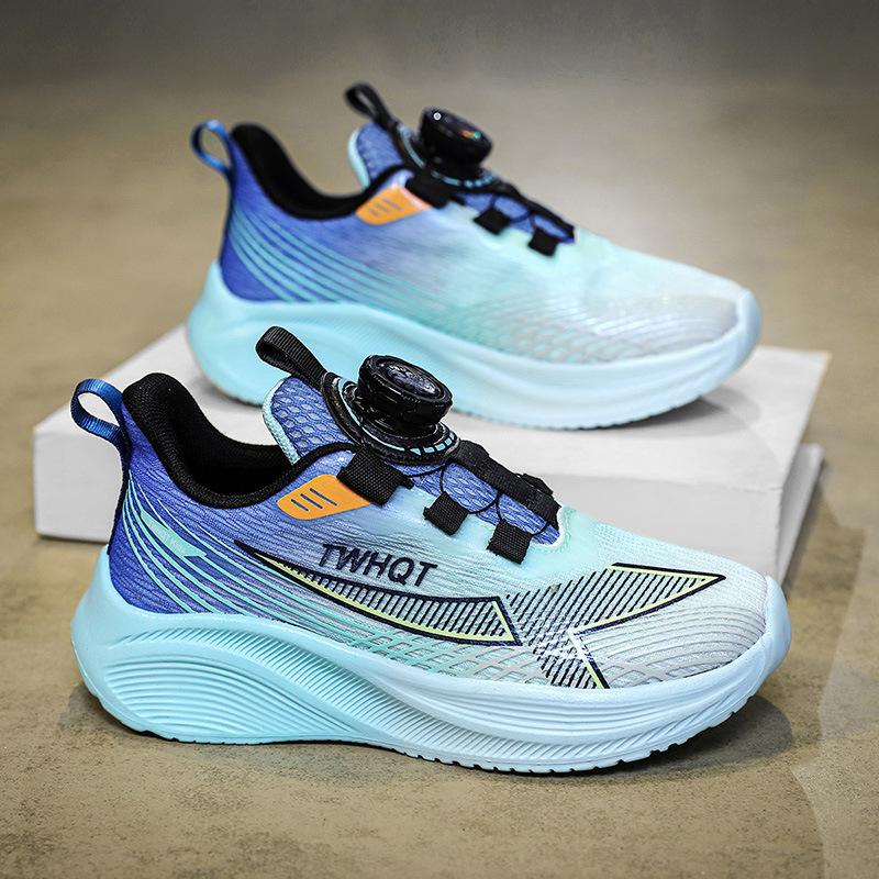 Boys and Girls Sports Running Shoes, Male and Female Classmates, Spring Breathable Mesh Rotating Buckle, Fashionable, Lightweight and Non-slip