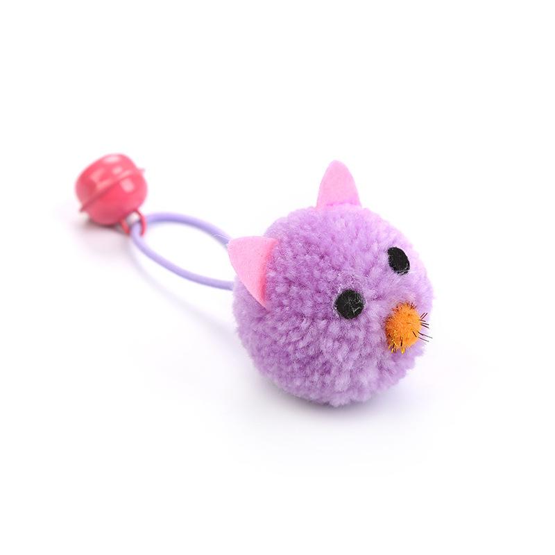 Cute Plush Cat Ball Cat Toy with Bell, Interactive Kitten Teaser Toy with Bell, Soft Plush Pet Toy for Cats Kitten Play Exercise Gift 5cm фиолетовый