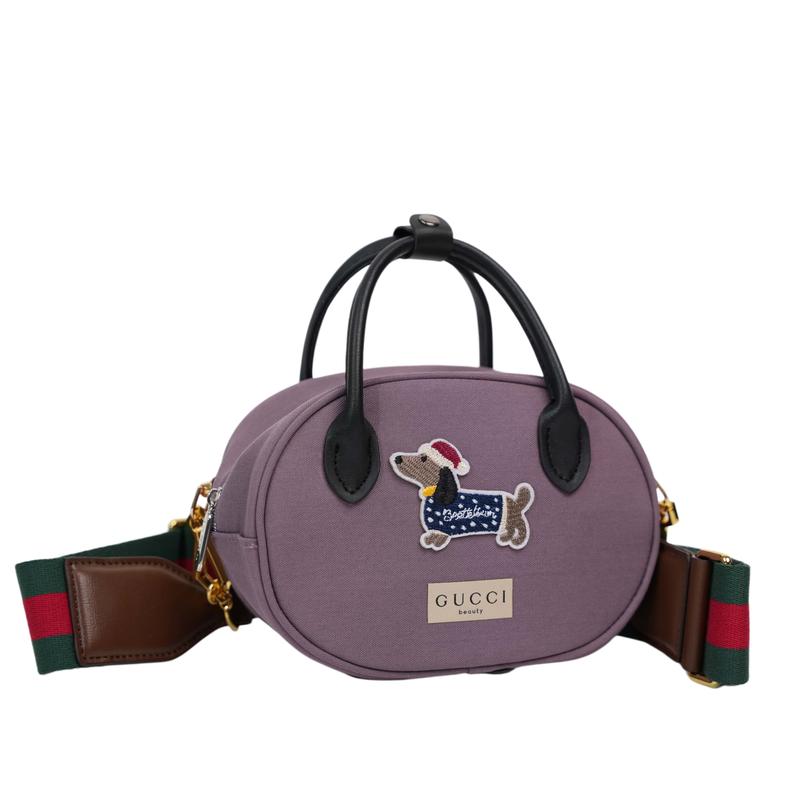 Gucci Cosmetic bag/toiletry bag [Customized Bag] Color Striped Purple Circle Niche Trendy High-Level Familiar Simple Color striped purple circle