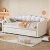 Sofa Bed Upholstered Bed 90x200 Cm Extendable Sofa Bed Rollers LED Light Velvet Minimalist Guest Bed Teenagers Children Without Mattress Beige