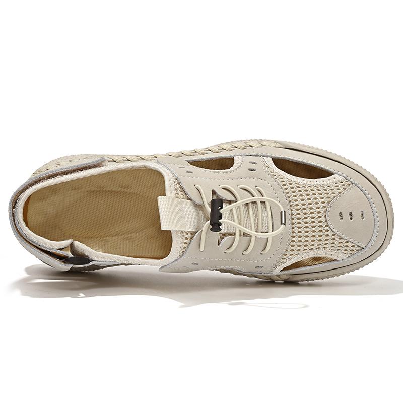 Summer Men's Sandals Handmade Mesh Breathable Casual Shoes