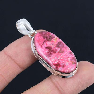 Thulite Gemstone Pendant Solid 925 Sterling Silver Pendant Jewelry Gift For Unisex