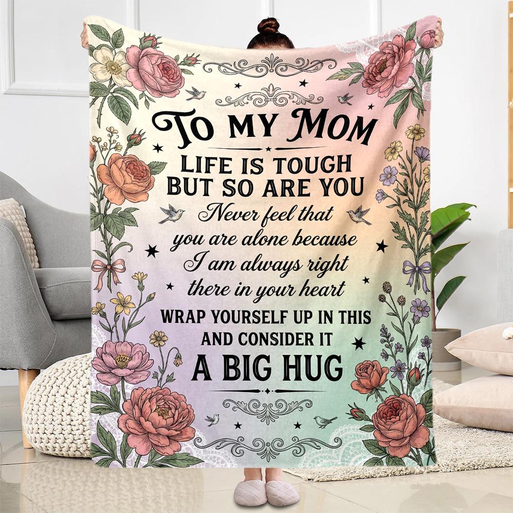 Floral Tribute To Mom Flannel Blanket-Soft and Suitable for Sofas,Beds,Offices,Travel,All Seasons,Great Gift for Holidays and Birthdays.