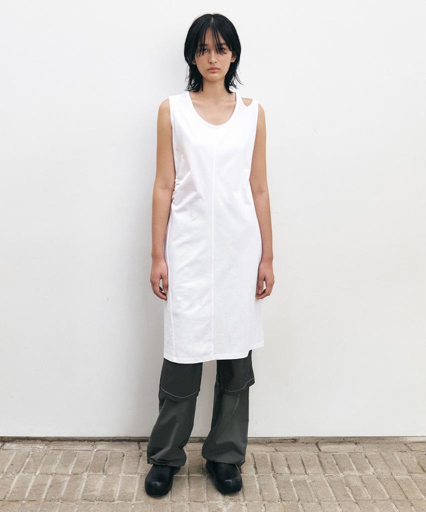 INSILENCE WOMEN Asymmetrical Cotton Dress White