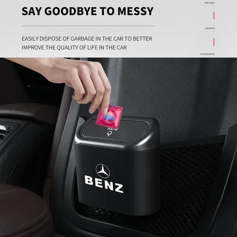 DFN1 For AMG Car For Mercedes Benz AMG Car Trash Bin Hanging Vehicle Garbage Dust Case Storage Box For Mercedes Benz C180 C200 C260 C