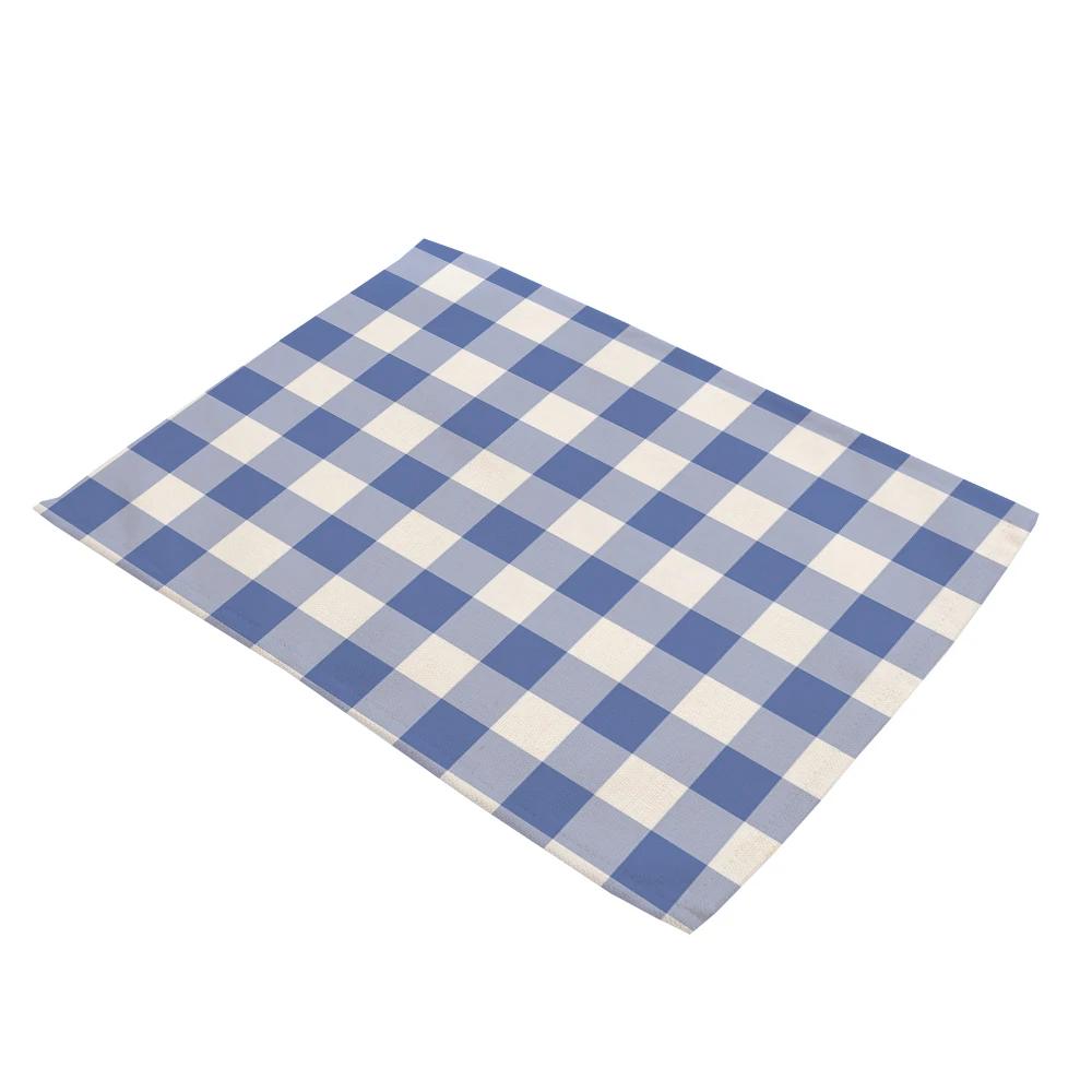 Classic Big Scotland Plaid Placemats Print Pink Khaki Navy Blue Grid Cup Pads Kitchen Dining Room Vintage Holiday Drink Coaster