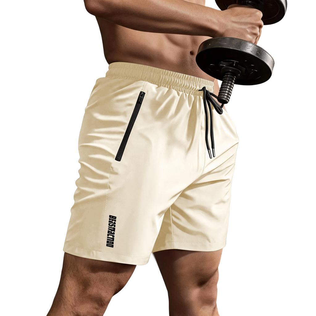 Men's Lightweight Quick Dry Athletic Shorts with Zippered Pockets Elastic Waistband Breathable Fabric for Gym Running Outdoor Sports