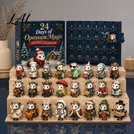Regalo Ricordo Festivo Unico Calendario dell'Avvento 24 Giorni di Magia Mucca Scozzese Mini Collezioni di Ornamenti Stile Retrò Figure Fattoria Vacanze