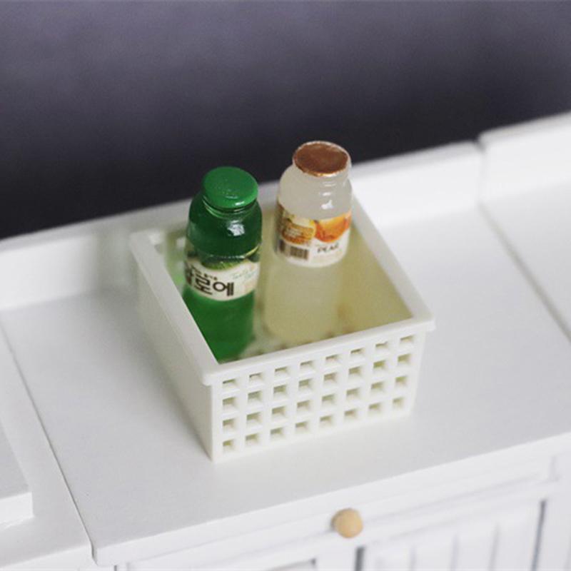 3Pcs 1/12 Dollhouse Miniature Plastic Frame Hand-Woven Storage Basket Decoration