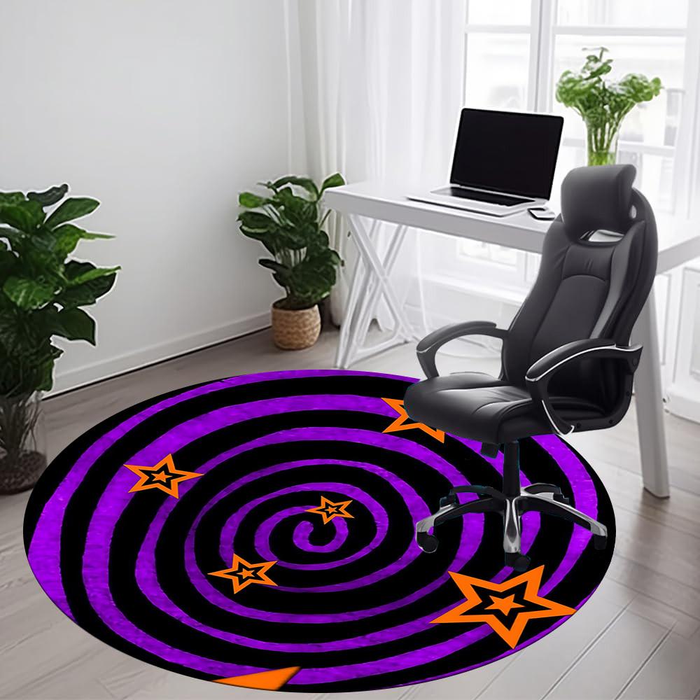 1pc Spiral Stars Office Round Area Rug, Indoor Mat Suitable ForOffice, Under Office Chairs Bedroom Living Room Home Decor T197