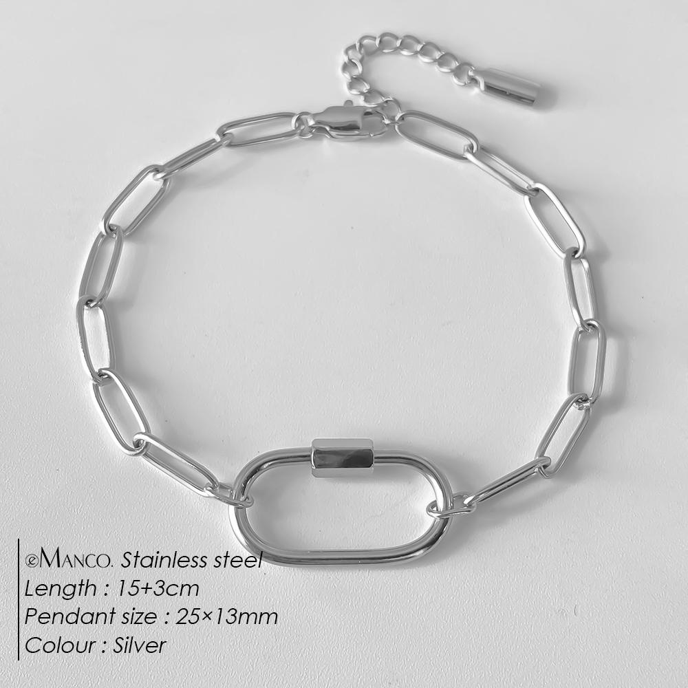 eManco Oval Buckle Heads DIY Chain Pendant Bracelet Stainless Steel Jewelry Design Match Charms Bracelets Women Accessories