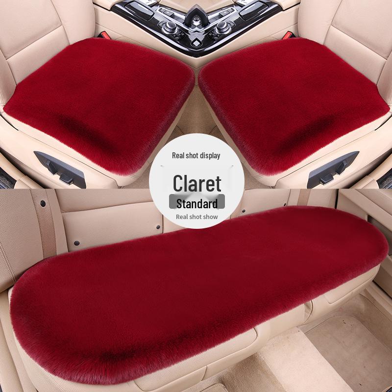 2024 Winter Faux Rabbit Fur Car Seat Cushion Set - Three-Piece Backless