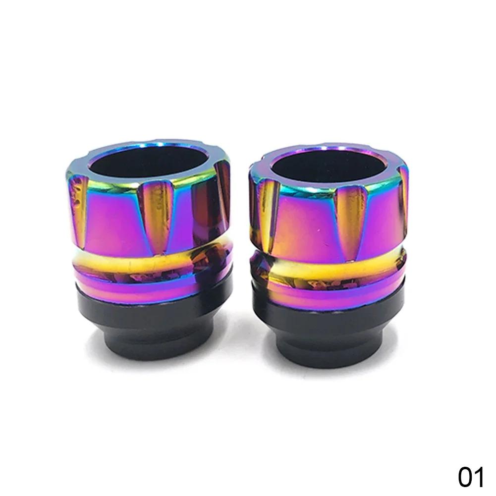 2PCS Multi-Color Titanium Motorcycle Frame Slider Aluminum Front Fork Cup Falling Crush Protector Carbon Fiber Motorbike Scooter