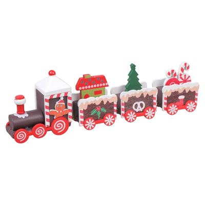 Hand Carved Wooden Holiday Train Display Toy Ornament For Seasonal Home Decoration And Decorative Kids Room Accent
