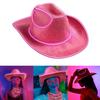 LED Flat Cap Brimmed Hat Western Light-up Cowgirl Hat Magician Hat Adult Girl Cos-play Costume Hat Night Club Headwear