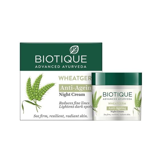 

Ночной крем Biotique Wheat Germ Anti-Age от морщин | Уменьшает мелкие морщинки | Осветляет темные пятна | 100% растительные экстракты | Подходит для всех типов кожи | 50 г
