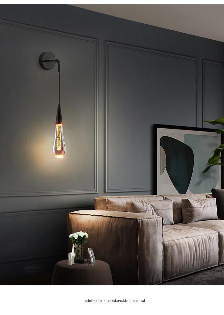 Elegant Brass Crystal Wall Lamp for Bedroom, Living Room, Staircase, or Corridor