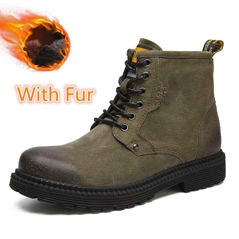 Brand Newest Winter Warm Men Snow Boots Genuine Leather Suede Boots Autumn Men Boots Casual Male Classic Black Sneakers Size 38-46