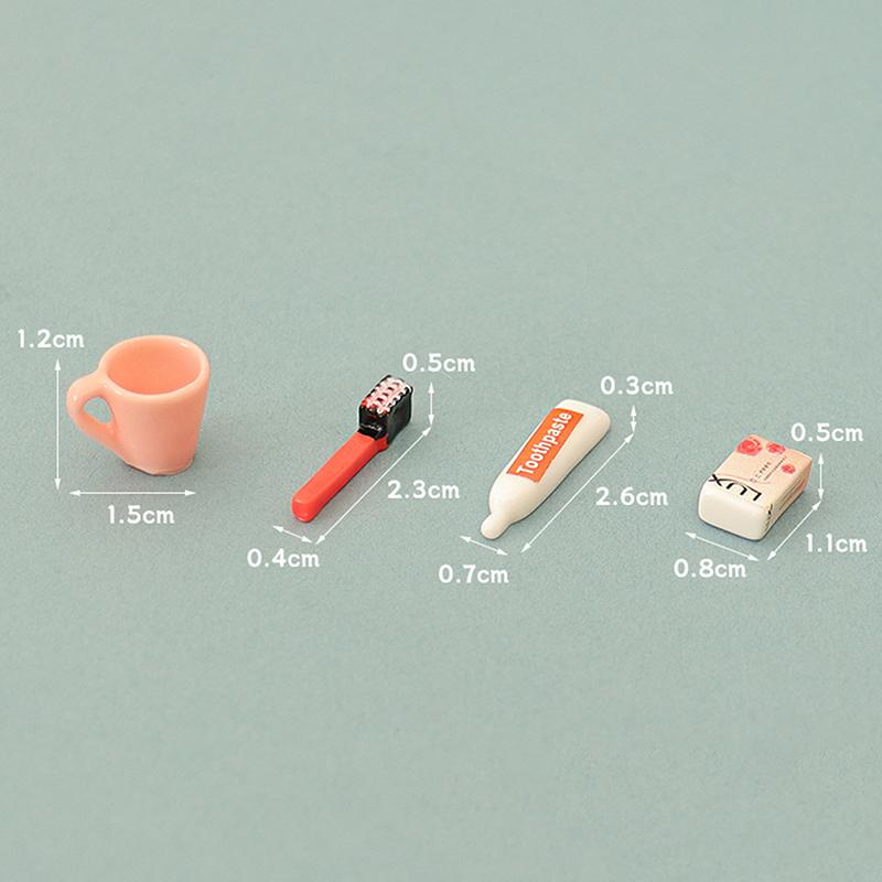 1Set 1:12 Puppenhaus Miniatur Seife Zahnbürste Zahnpasta Modell Tasse Heimmodell Dekor Spielzeug Puppenhaus Zubehör