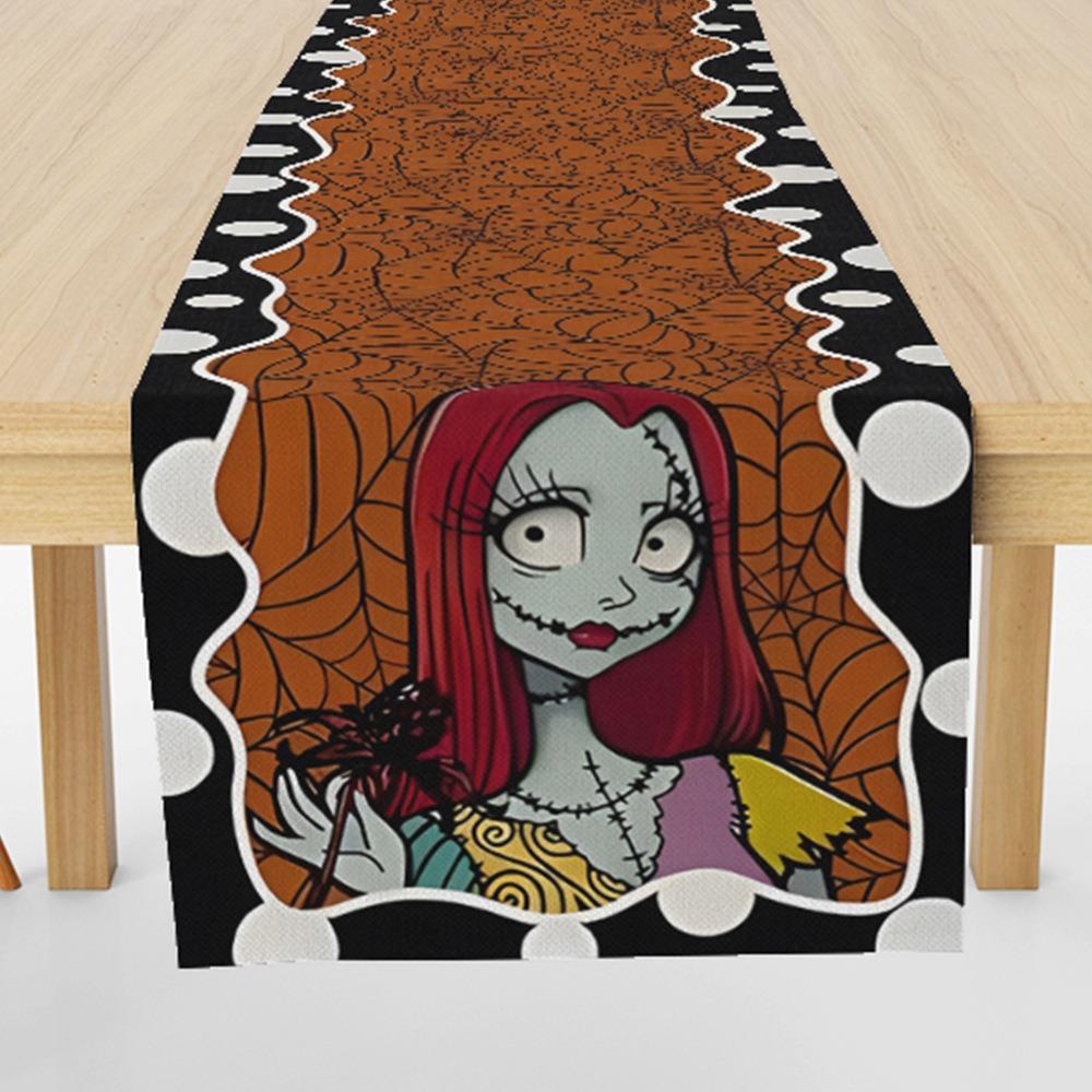 Festive Reindeer Pine Printed Table Runner Heatproof Linen Fabric Tablecloth for Home Decoration