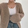 Korean Chic V-neck Lantern Sleeve Knit Cardigan Sweater - Autumn Casual Style