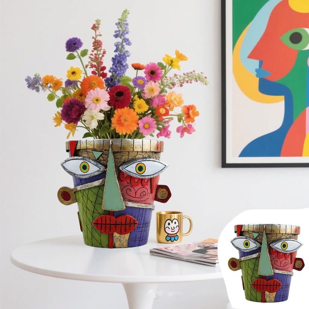 Picasso-Inspired Abstract Face Flower Pot - Brutalism Planter With Sculptural Art For Home Decor & Planting