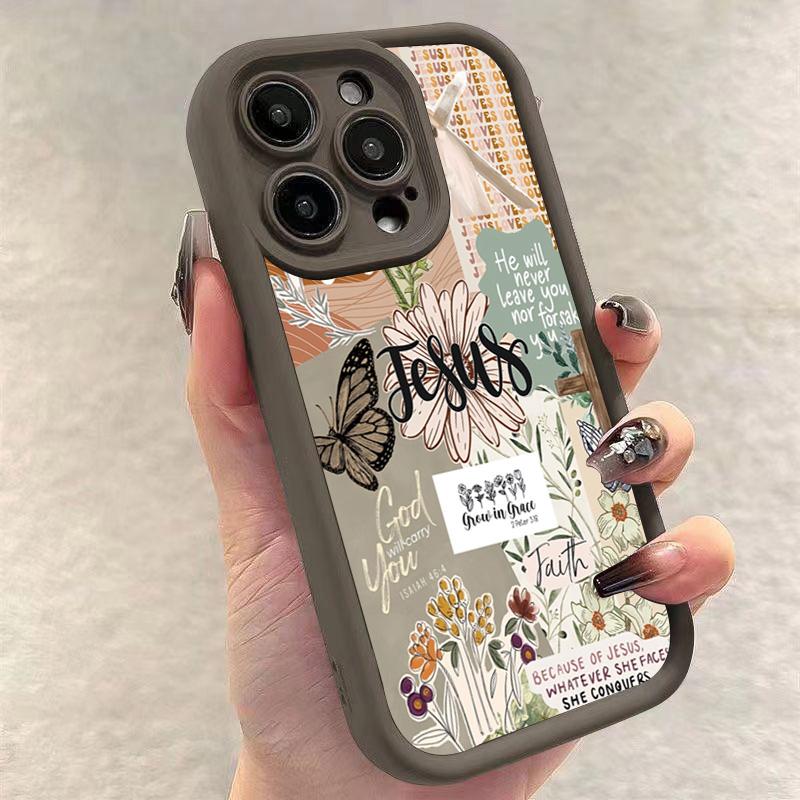 Jesus Collage Pattern Thick Shockproof Phone Case For iPhone 17 Air 16 e 15 14 13 12 11 Pro Max Plus Mini SE Soft Bumper Cover