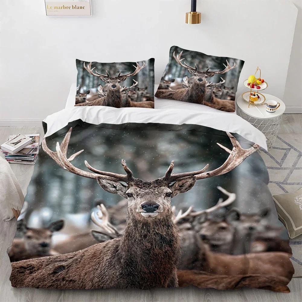 

Black Theme Jungle Mose Soft Duvet Cover Set for Boy Ten Girl Bedrom Set 3D Print Grey Elk Der Soft Microfiber Warm Comforter Cover 100*200cm Single