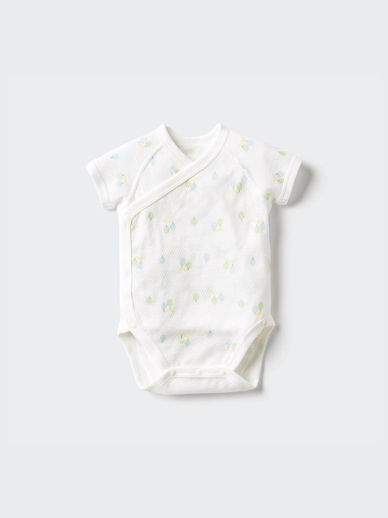 

Uniqlo Bn Joy Of Print Хлопковый сетчатый внутренний комбинезон с коротким рукавом 60 см 01 OFF WHITE/BABY 60