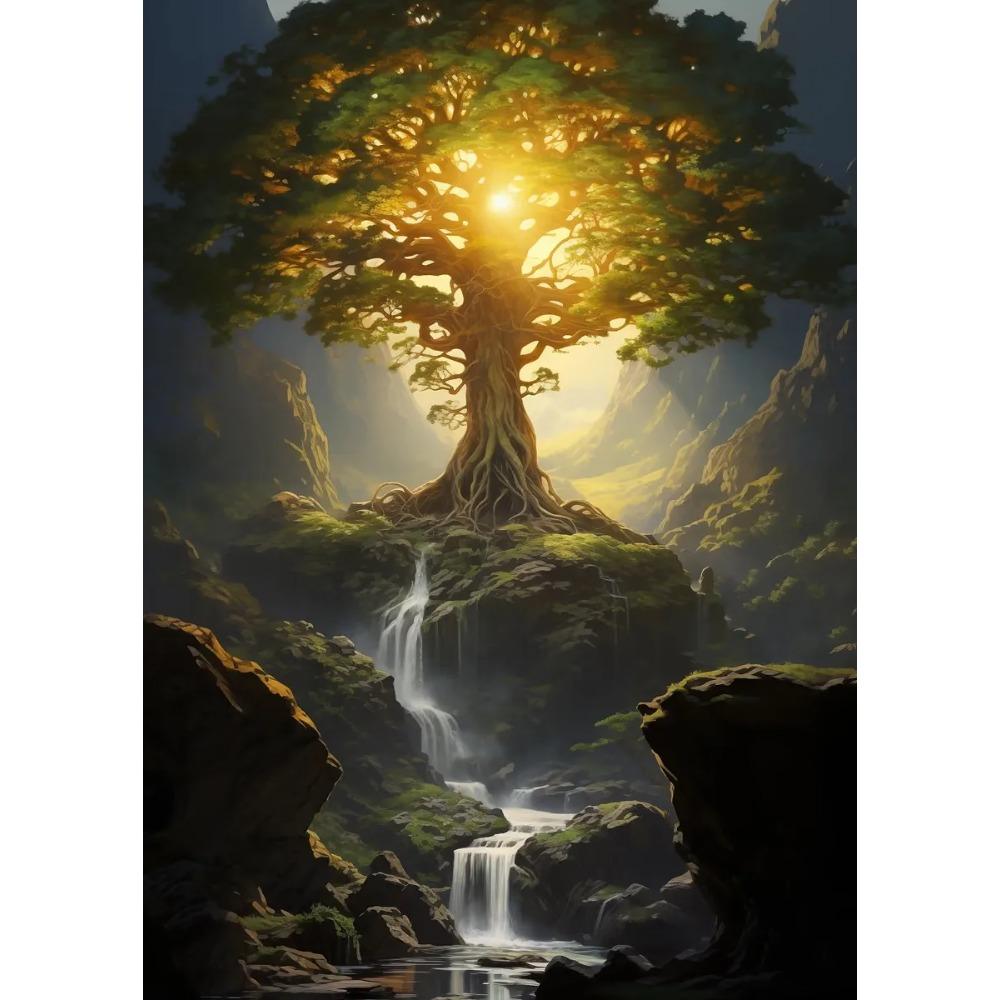 Mysterieuze Betoverde Bos Poster Zonovergoten Elfenbos Pad Sprookjes Prints Canvas Schilderij Muurfoto Huis Woonkamer Decor