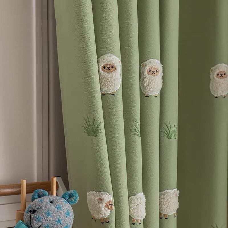 Cartoon Green Animal Lamb Embroidery Kids
