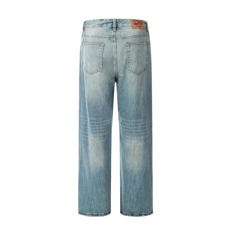 Men's Ripped Vintage Loose Wide-leg Straight Denim Trousers