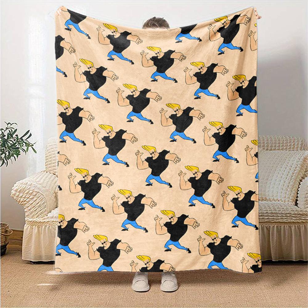 Johnny Bravo Theme Printed Blanket - Perfect for Couch, Bed, Travel & Outdoor Use | Machine Washable, Cozy & Durable.