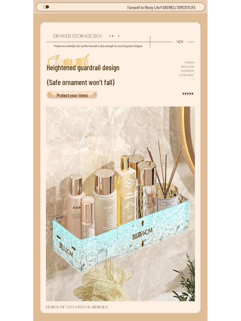 Punch-Free Wall-Mounted Bathroom Storage Box: Toilet Shelf for Towels and Cleanser.