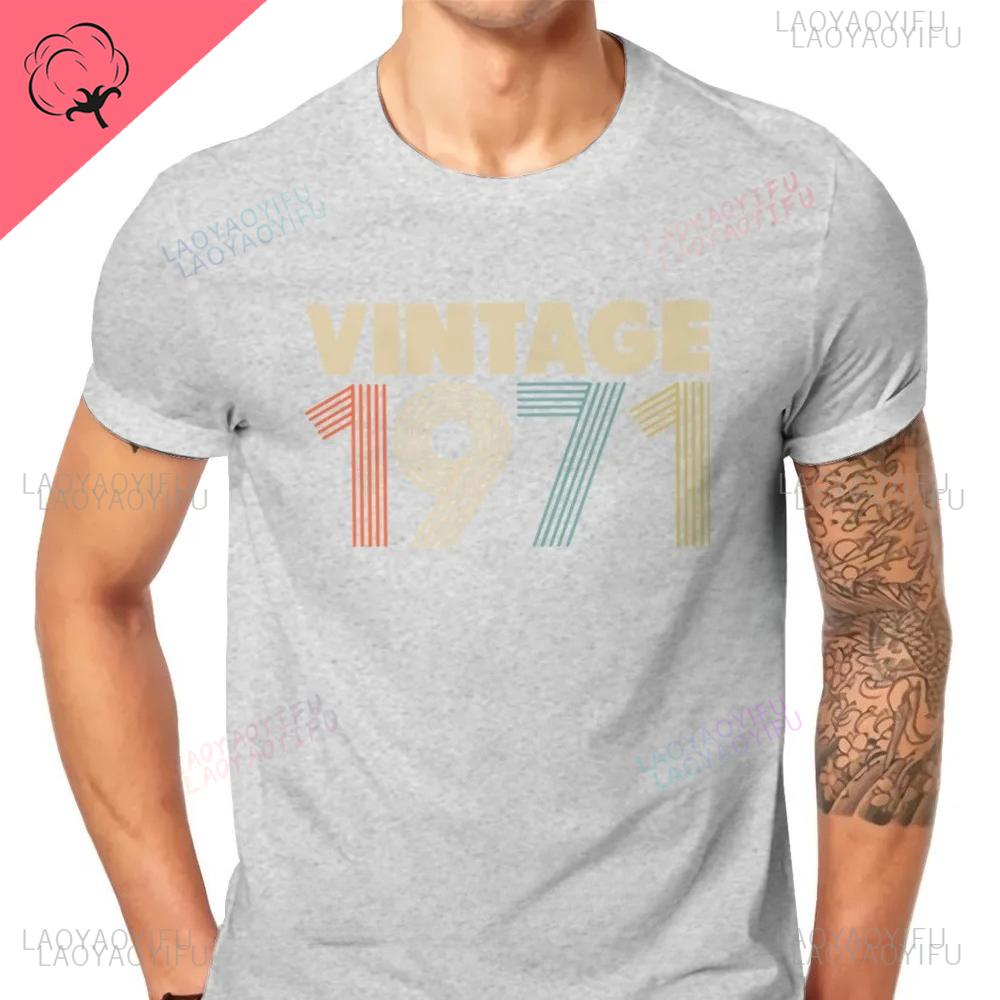 1971 55th Anniversary Oneck Printed TShirt Vintage Color Elegant Streetwear Harajuku Loose Casual Men Shortsleev Unique Tees