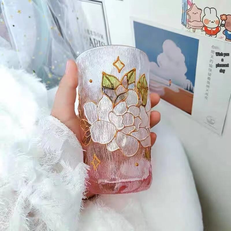 Hand-Painted Tulip Crystal Glass Water Cup