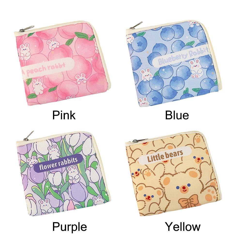 Multicolor Sanitary Napkin Storage Bag Oxford Cartoon Animal Coin Purse Large Capacity Travel Supplies Card Organizer Bag