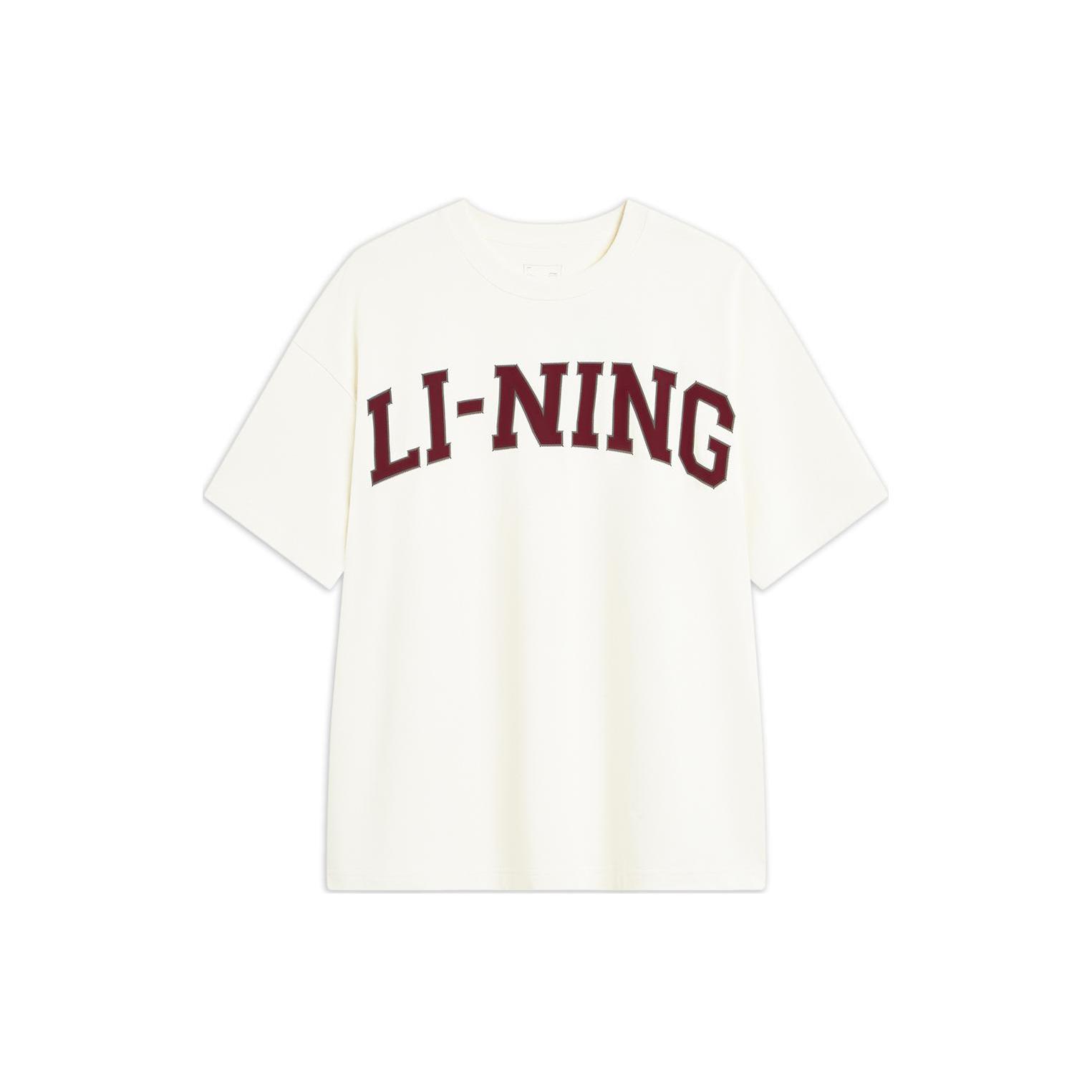 Li Ning Футболка унисекс для молодежи на выходные, цвет экрю AHSU653-1 XS
