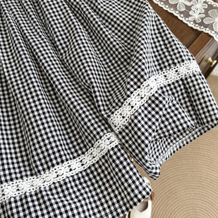 Girls' Summer Clothes Girls' Thin Wide Leg Pants Checkered Pants Mosquito Repellent Pants Children's Summer Pants Children's Clothing