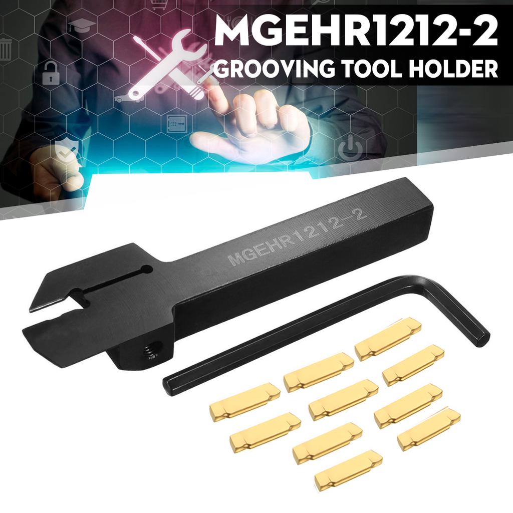 10Pcs MGMN200 Inserts L Wrench MGEHR1212-2 Lathe Cutter Grooving Tool Holder