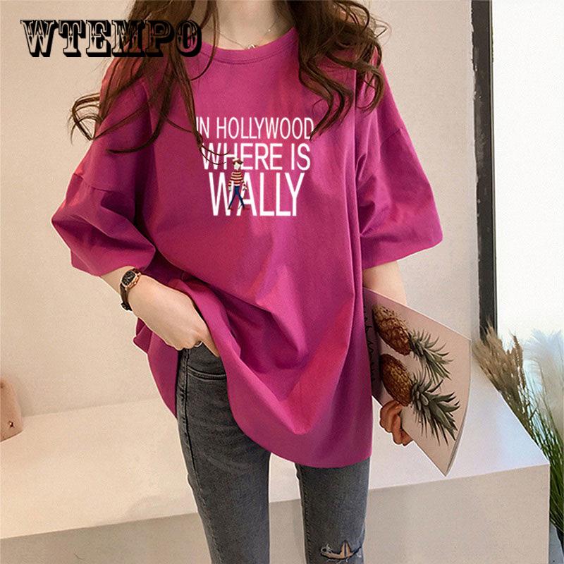 

WTEMPO Fashion T-Shirt for Women Letters Print Top Tshirt Women Tops