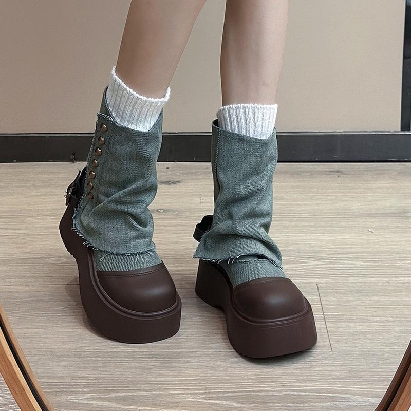 

Британская мода черные ботинки Мартин на платформе в британском стиле женские лето 2024 новинка нишевые с юбкой толстый каблук короткие ботинки 35 синий